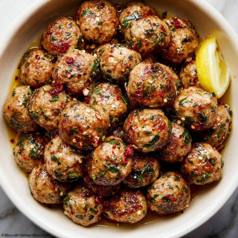 Easy Baked Chicken Meatballs with Lemon Herb Butter Sauce Recipe