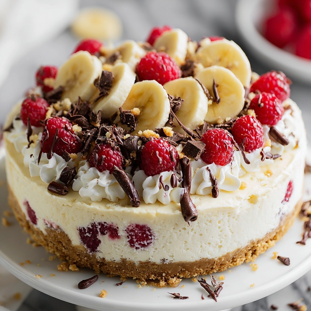 No-Bake Banana Split Cheesecake Recipe - Recipe Image