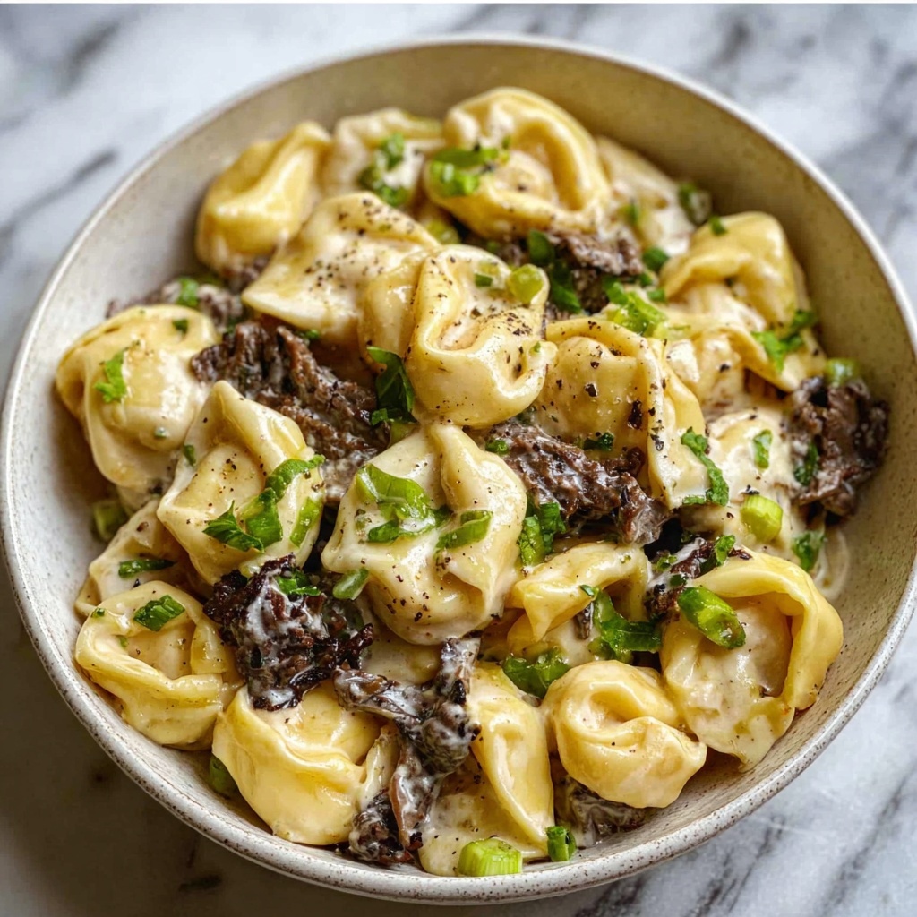 Philly Cheesesteak Tortellini Pasta Recipe - Recipe Image