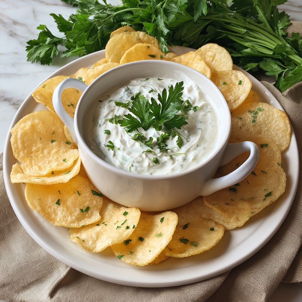 Caramelized Onion Dip with Potato Chips Recipe - Recipe Image