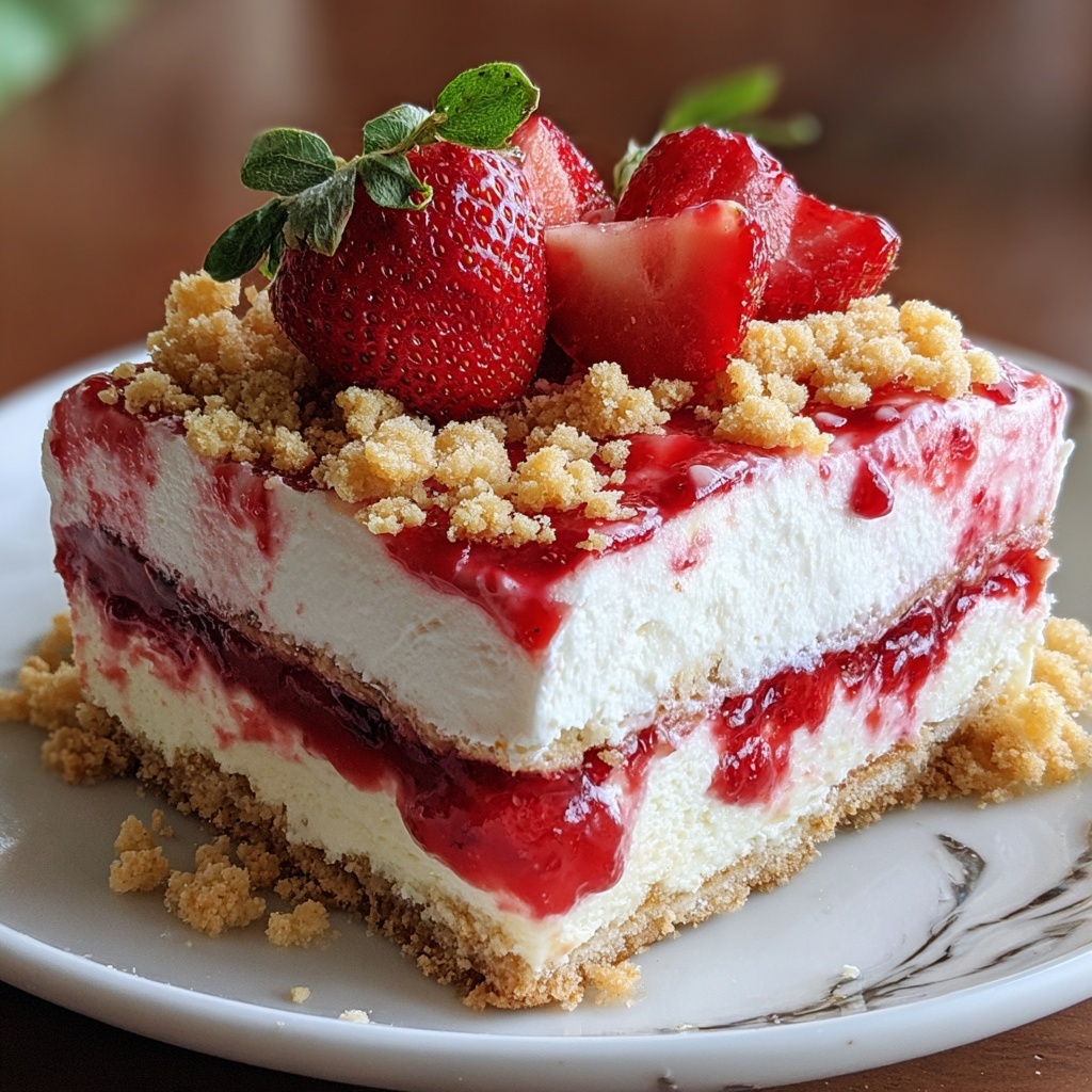 Berrylicious Strawberry Crunch Cheesecake Recipe - Recipe Image
