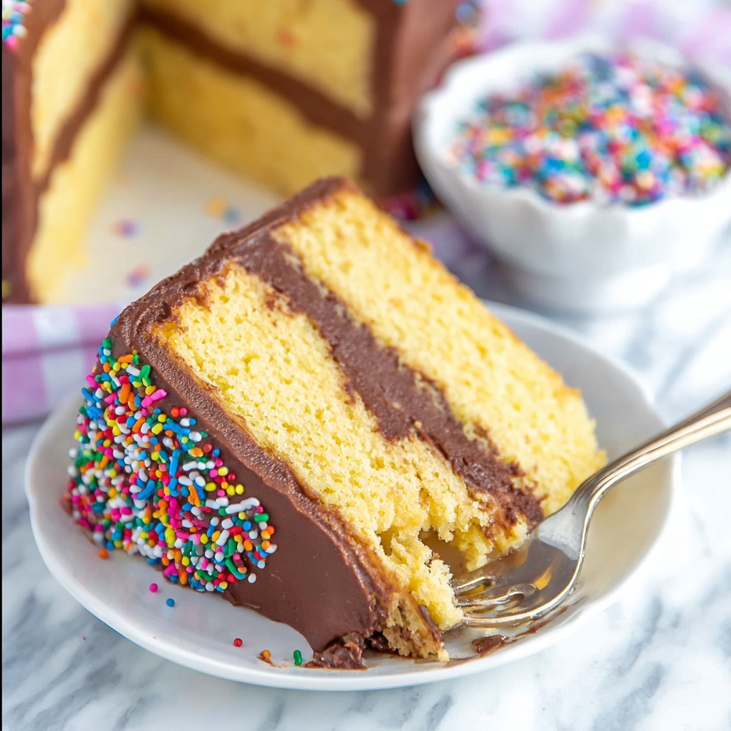 The BEST Yellow Cake with Chocolate Buttercream Frosting Recipe - Recipe Image