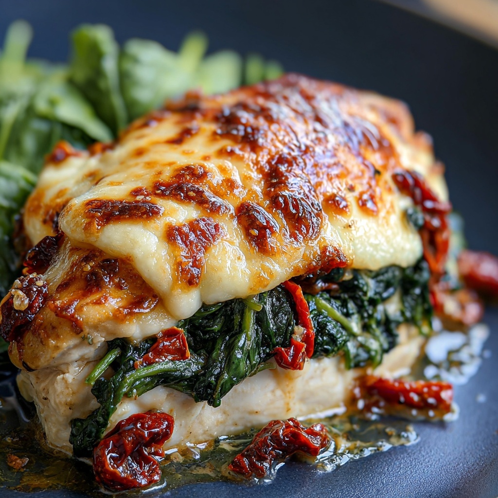 Sundried Tomato, Spinach, and Cheese Stuffed Chicken Recipe - Recipe Image