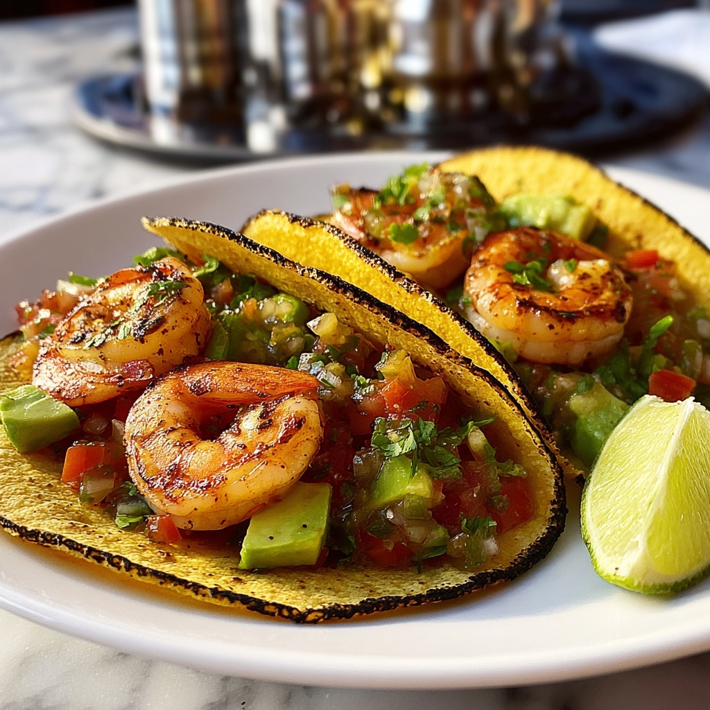 Grilled Shrimp Tacos with Avocado Salsa Recipe - Recipe Image