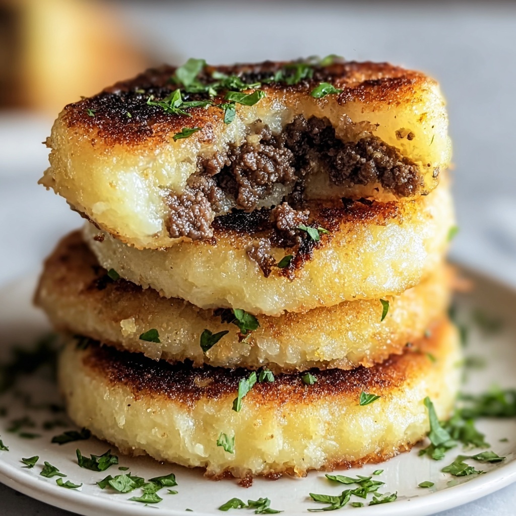Potato Pancakes with Savory Beef and Cheese Recipe - Recipe Image
