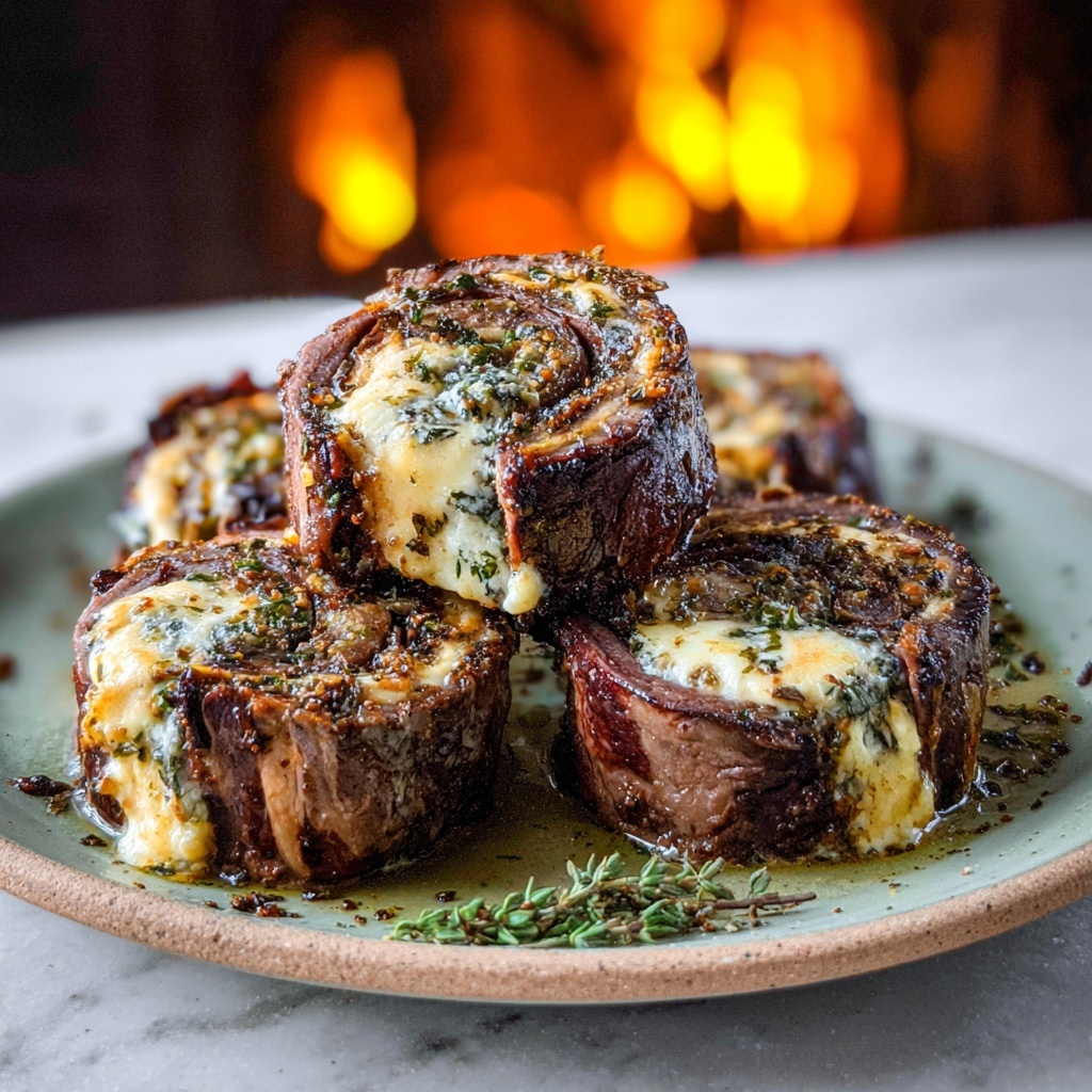 French Onion Steak Pinwheels Recipe - Recipe Image