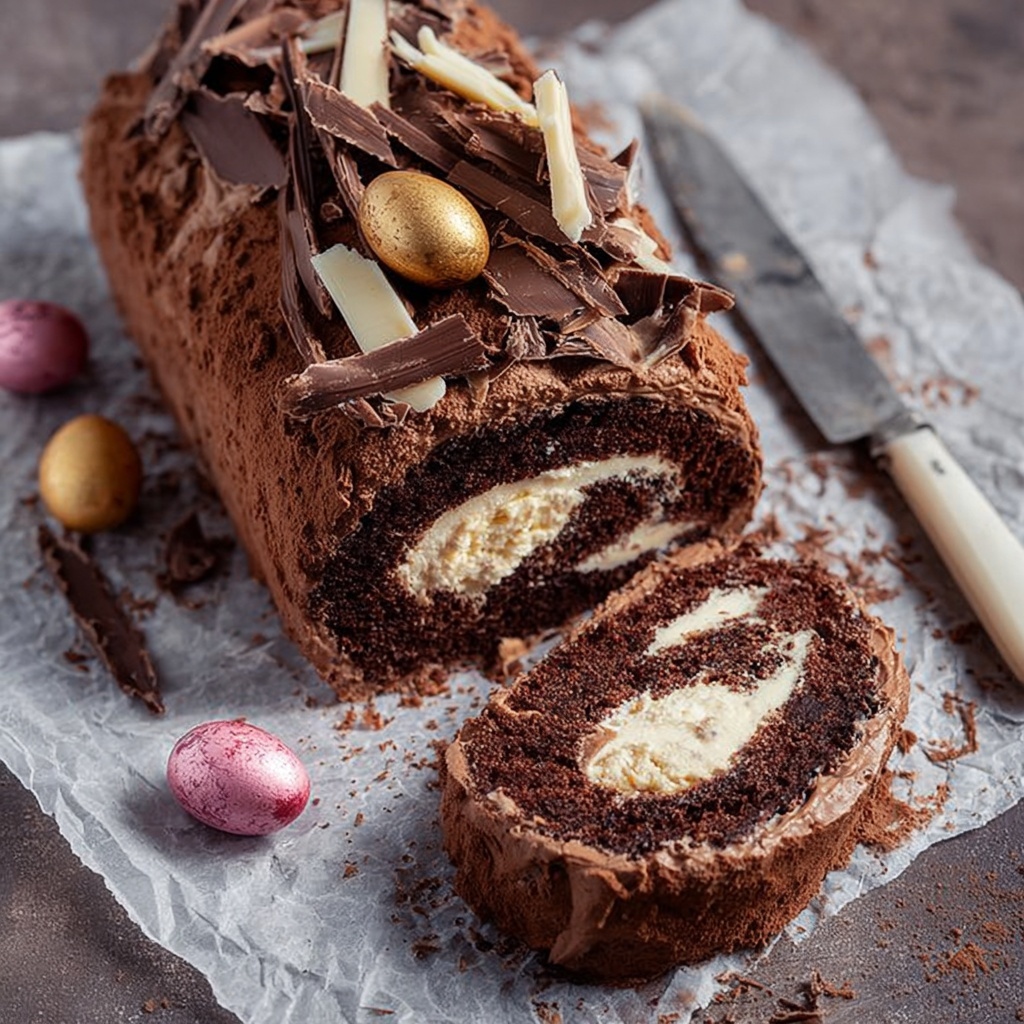 Easter Chocolate Log Cake Recipe - Recipe Image