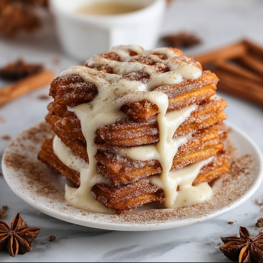 Churro Cinnamon Sugar French Toast with Cream Cheese Icing Recipe - Recipe Image