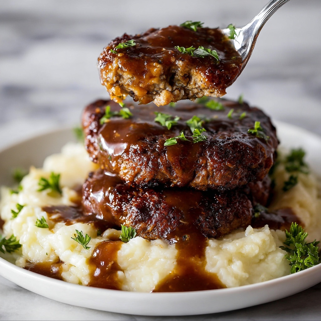 Salisbury Steak with Mushroom Gravy and Creamy Mashed Potatoes Recipe - Recipe Image