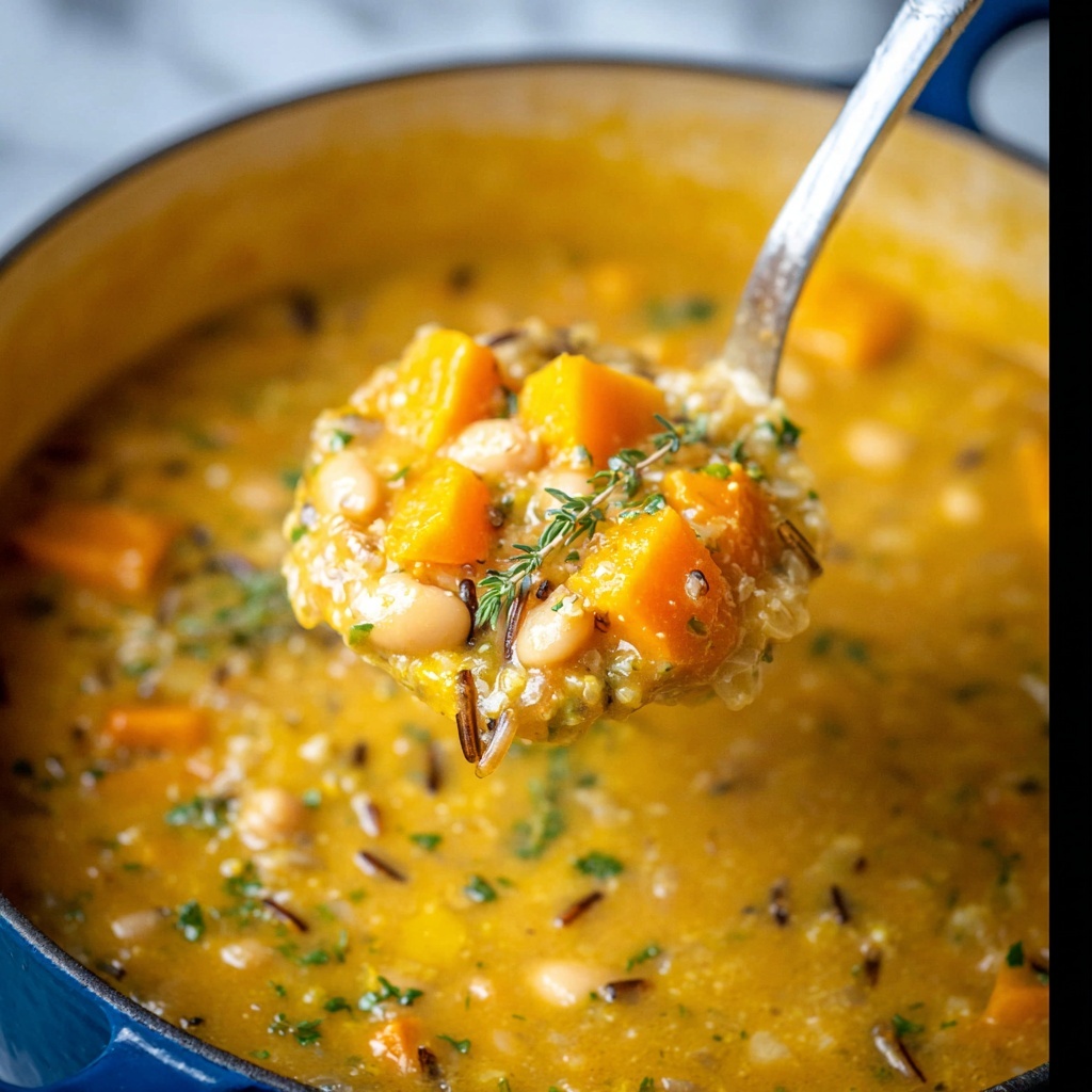 Nourishing Vegan Pumpkin Wild Rice Soup Recipe - Recipe Image