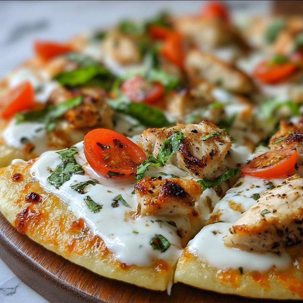 Mediterranean Tzatziki Chicken Naan Pizza Recipe - Recipe Image