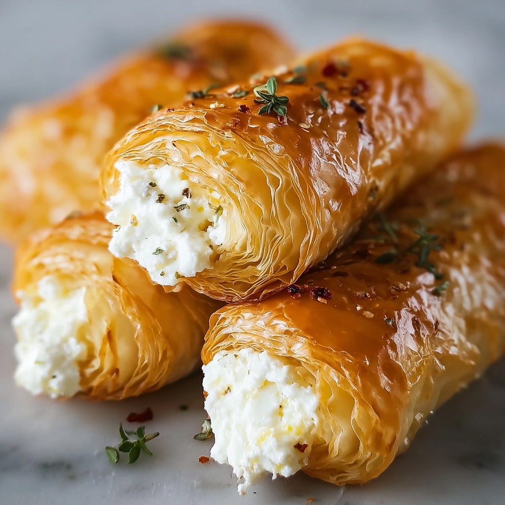 Oven Fried Feta Rolls with Chili Honey Recipe - Recipe Image