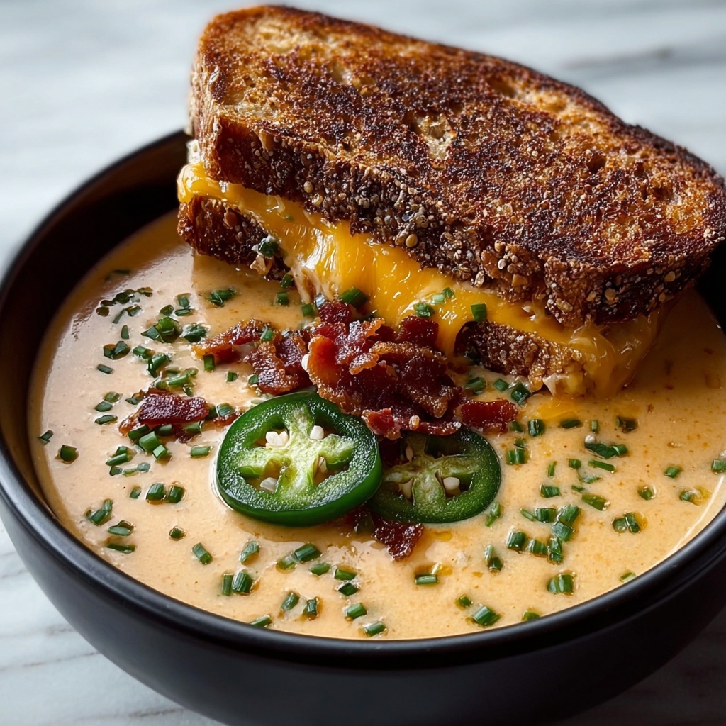 Spicy Jalapeño Popper Soup with Grilled Cheese Dippers Recipe - Recipe Image
