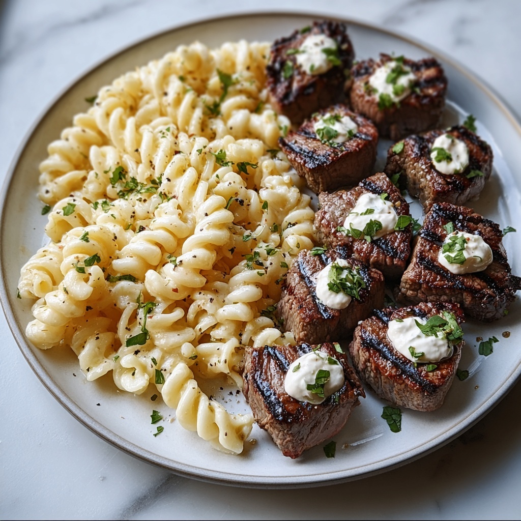 Garlic Butter Steak Bites & Cheesy Alfredo Twists! Recipe - Recipe Image