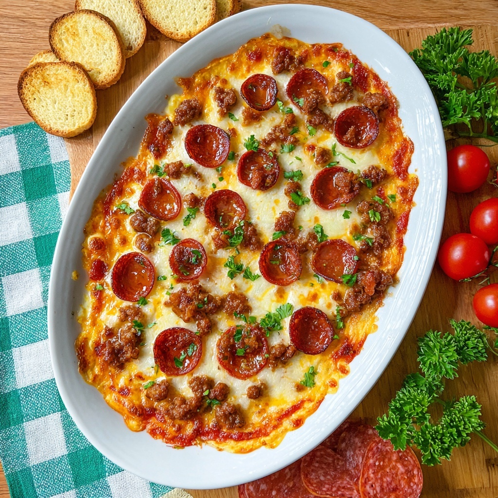Hot Honey Pepperoni and Sausage Pizza Dip Recipe - Recipe Image