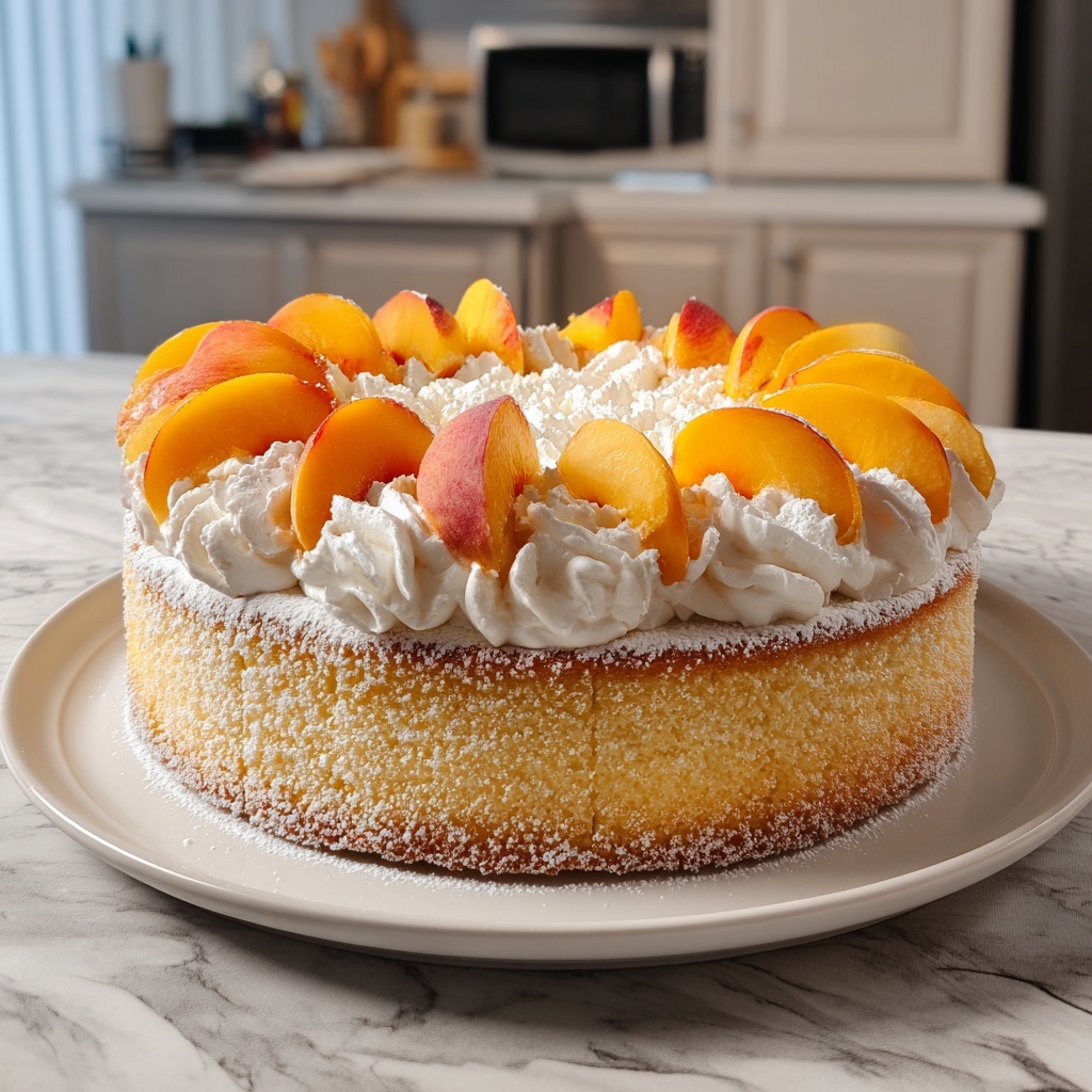 Peach Cake with Creamy Vanilla Glaze Recipe - Recipe Image
