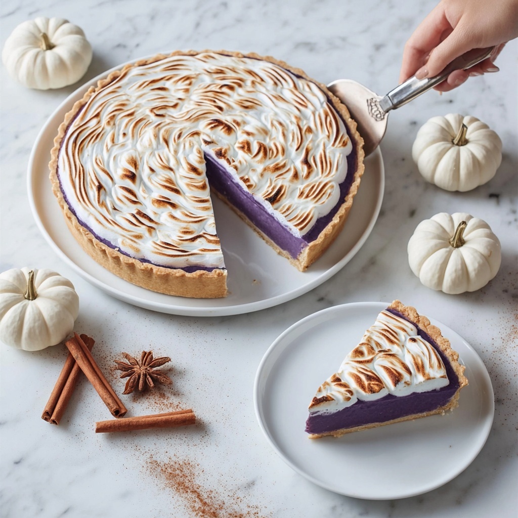 Purple Sweet Potato Pie with Swiss Meringue Topping Recipe - Recipe Image