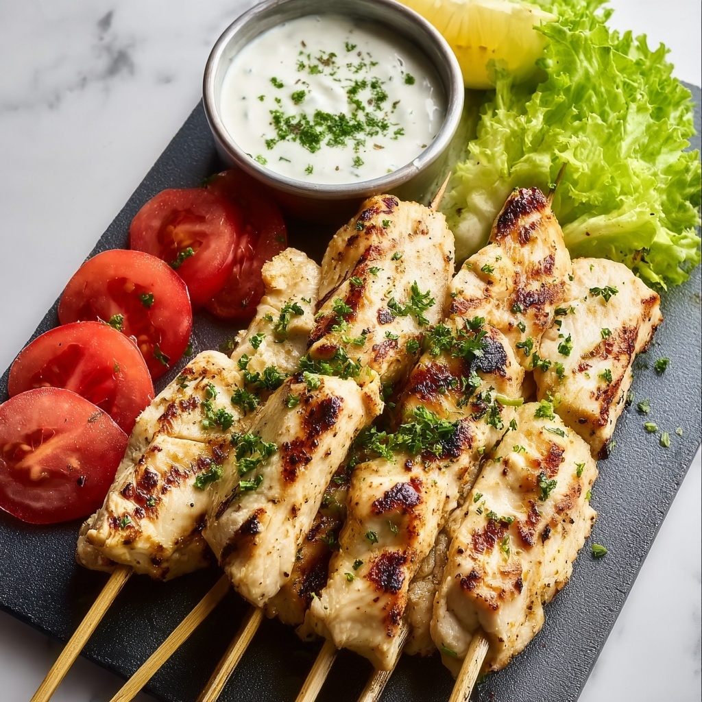 Grilled Chicken Souvlaki with Tzatziki and Fresh Veggies Recipe - Recipe Image