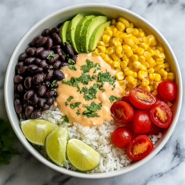 Black Bean Burrito Bowl with Chipotle Sauce and Fresh Garnishes Recipe