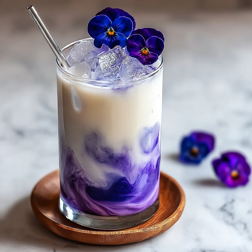 Iced Butterfly Pea Flower Tea Latte Recipe - Recipe Image