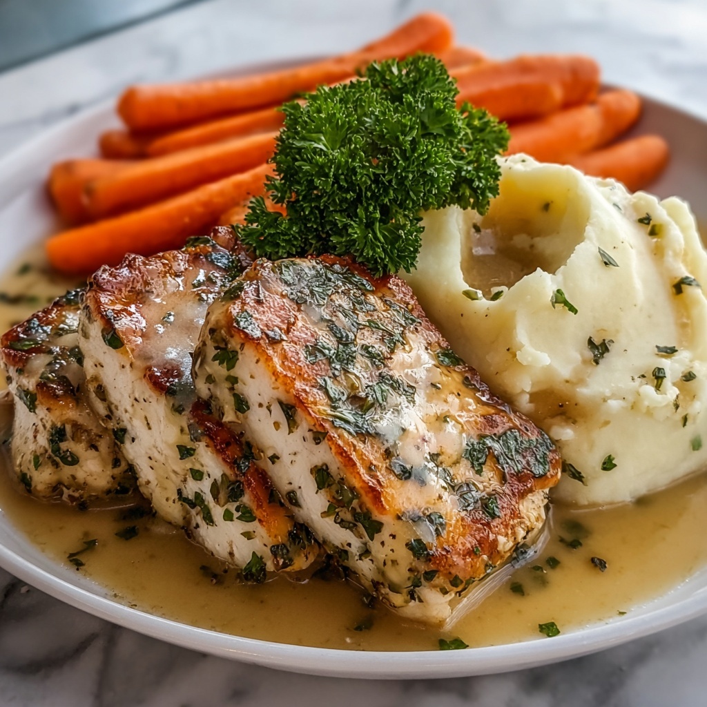 Creamy Herb Chicken Thighs with Carrots and Mashed Potatoes Recipe - Recipe Image