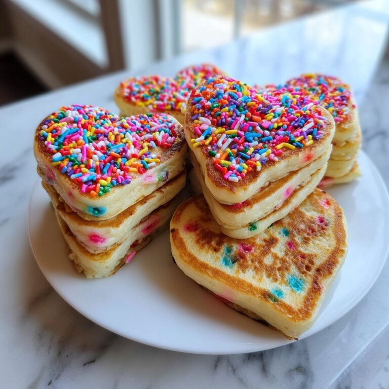 Rainbow Sprinkle Heart Pancakes Recipe