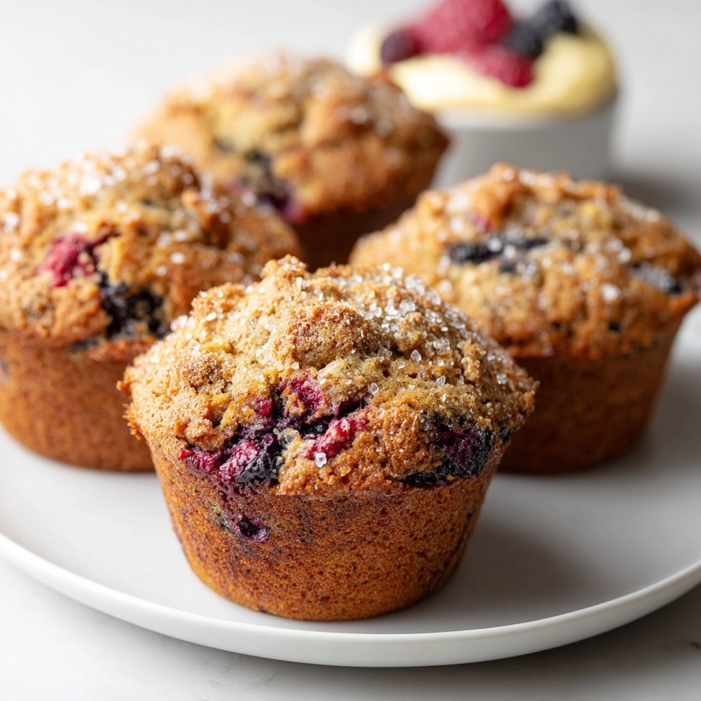Mixed Berry Muffins with Sugary Tops Recipe - Recipe Image