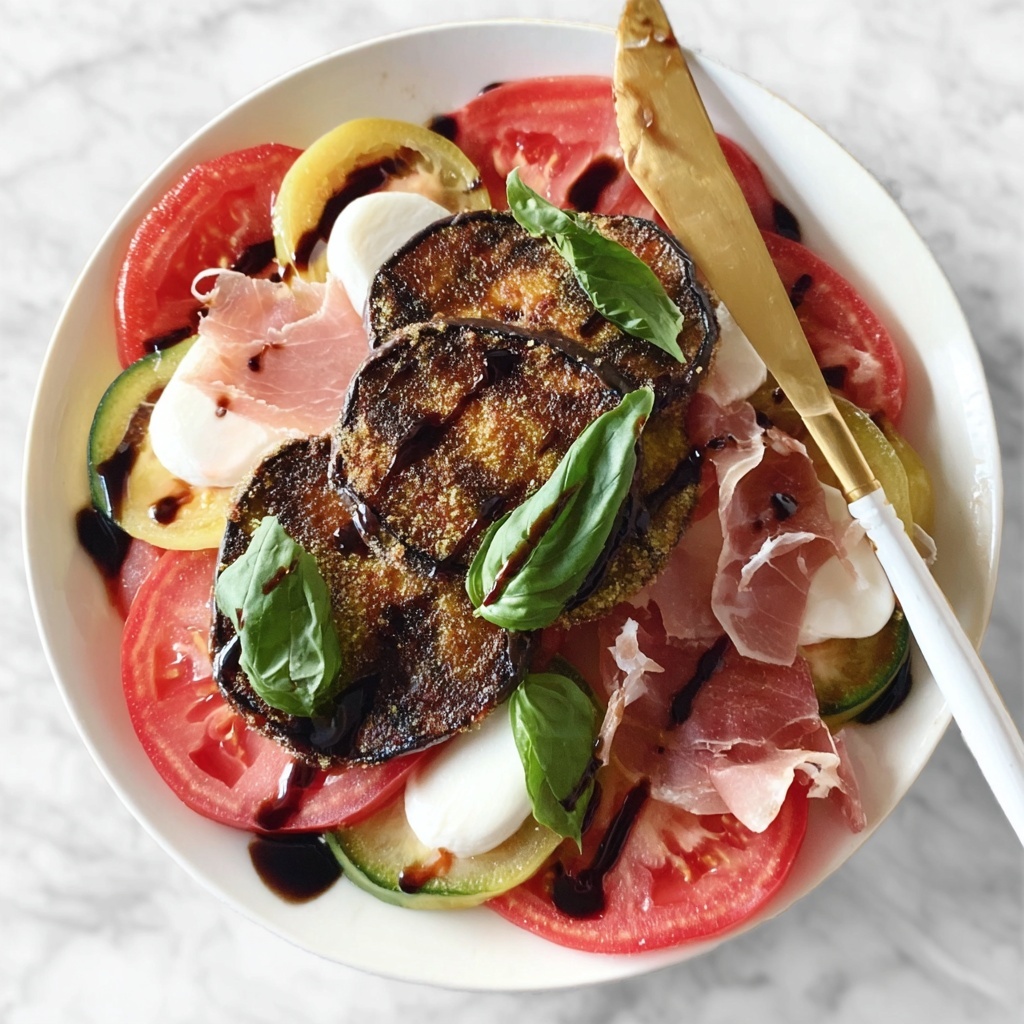Crispy Eggplant Caprese Salad with Prosciutto Recipe - Recipe Image