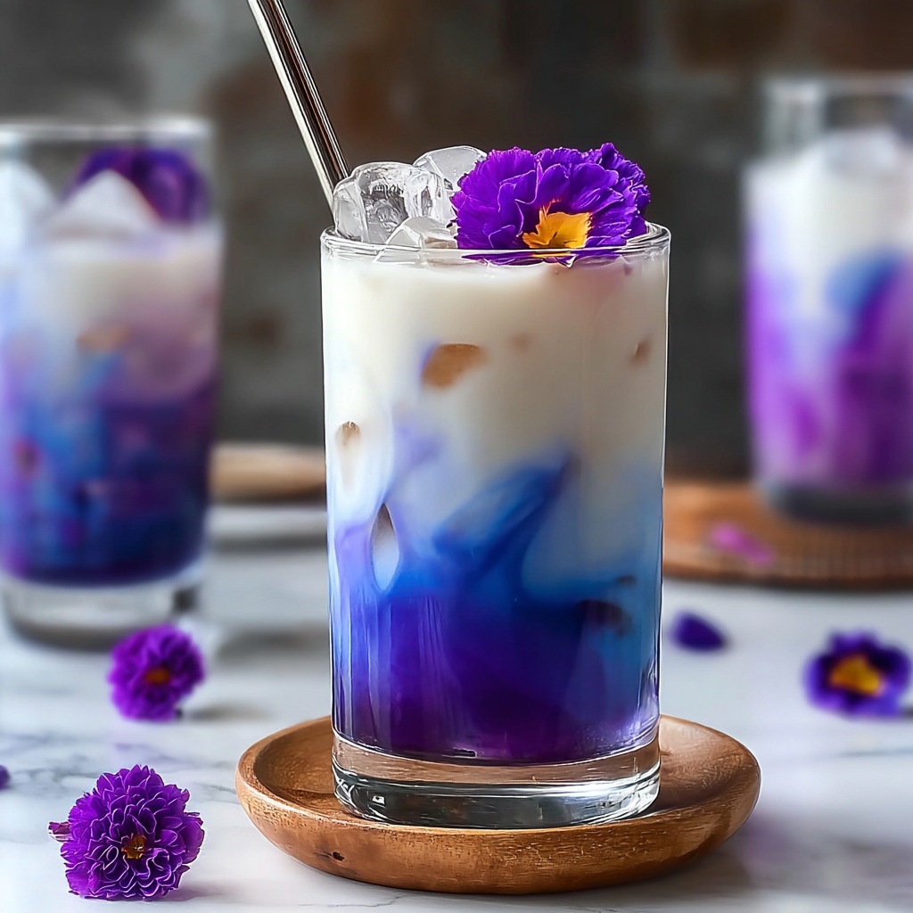 Iced Butterfly Pea Flower Tea Latte Recipe - Recipe Image