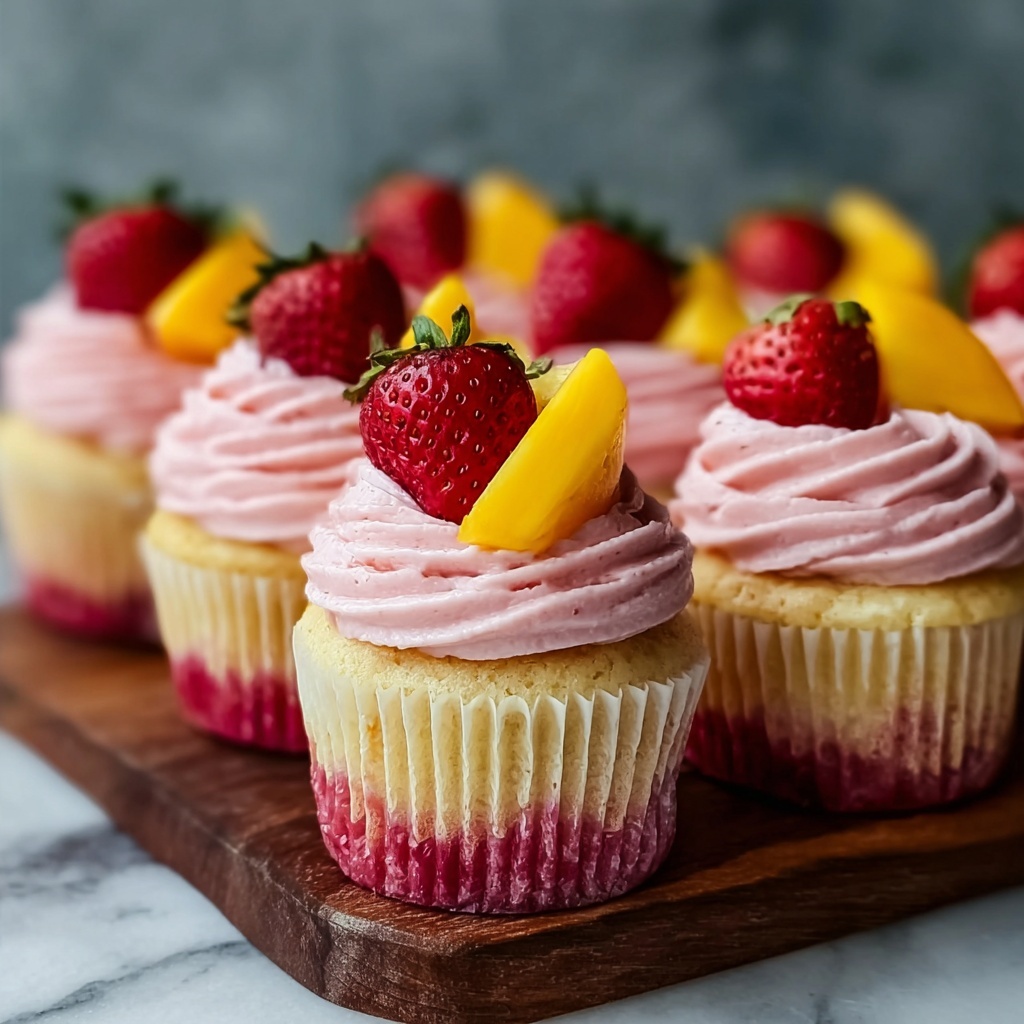 Mango Strawberry Sunset Cupcakes Recipe - Recipe Image