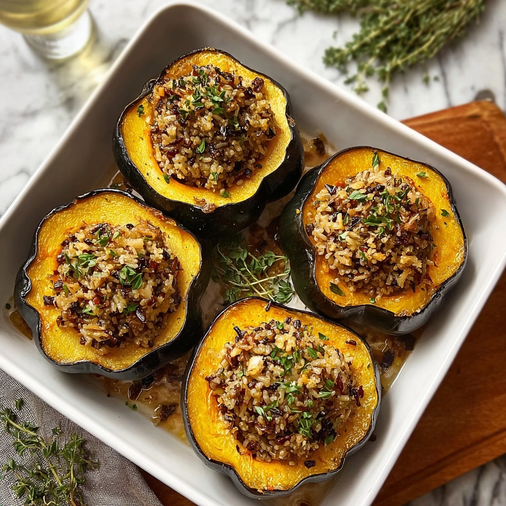 Stuffed Acorn Squash with Wild Rice, Pecans, Cranberries, and Feta Recipe - Recipe Image