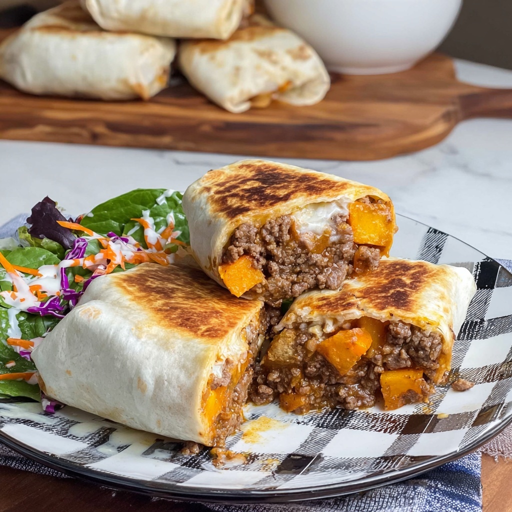 Cheesy Beef and Potato Burritos Recipe - Recipe Image