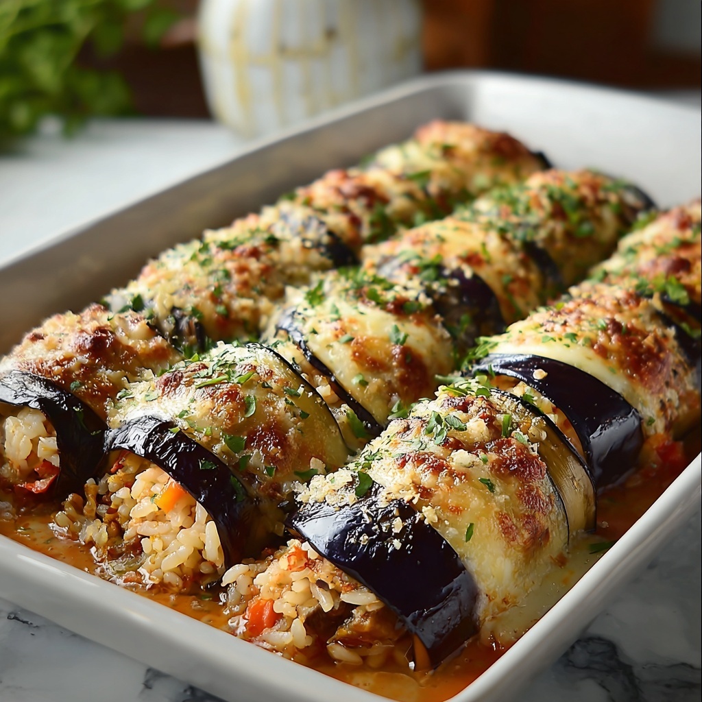 Eggplant Rolls Stuffed with Cheese Recipe - Recipe Image