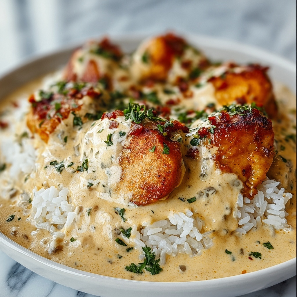 Creamy Smothered Chicken and Rice Recipe - Recipe Image