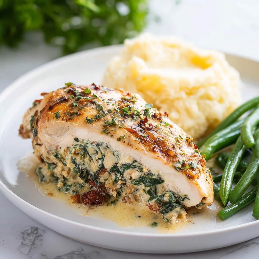 Stuffed Chicken Breast with Spinach, Sun-Dried Tomatoes, and Cream Cheese Recipe - Recipe Image