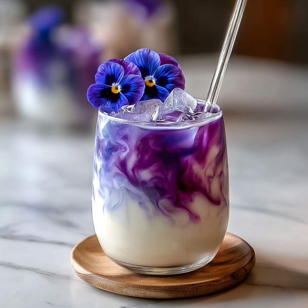 Iced Butterfly Pea Flower Tea Latte Recipe - Recipe Image