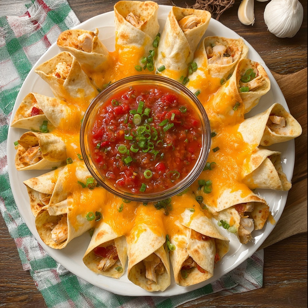 Blooming Chicken Quesadilla Ring Recipe - Recipe Image