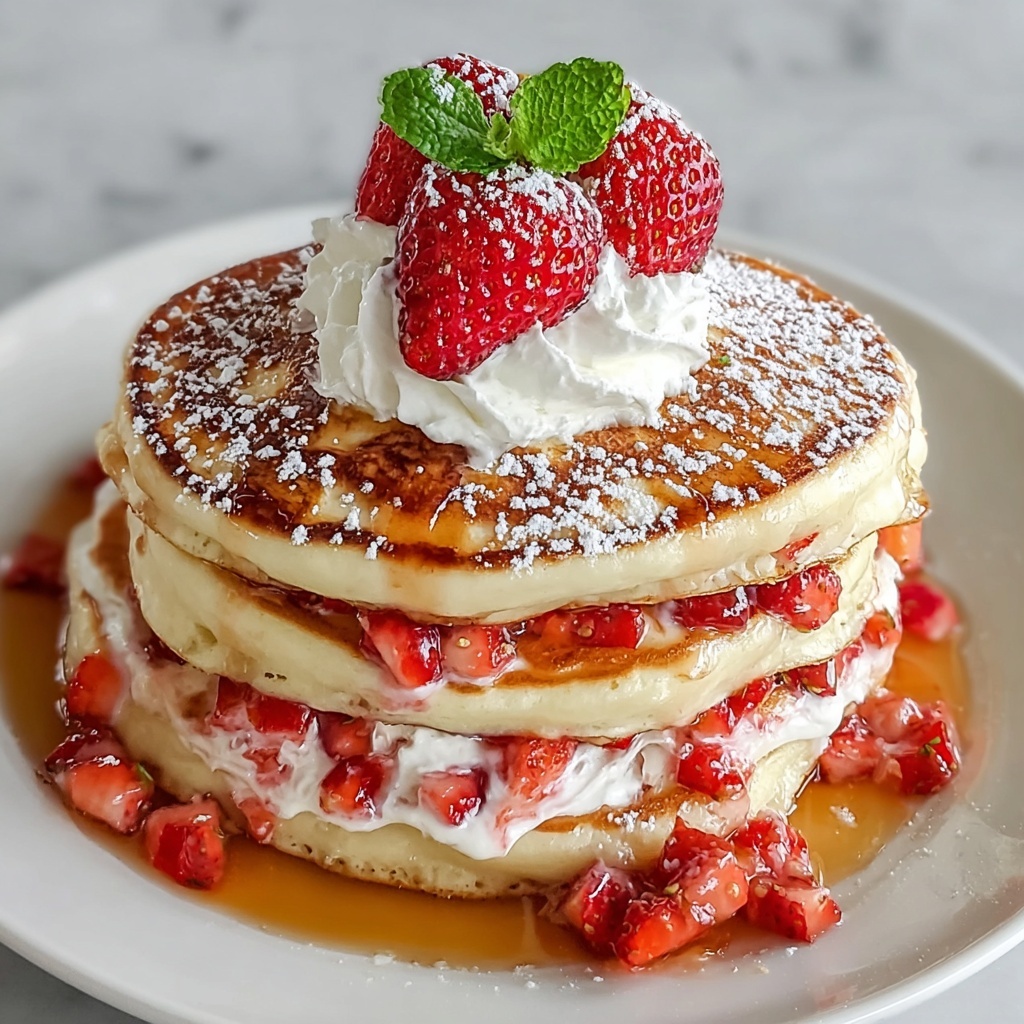 Fluffy Strawberry Cheesecake Pancakes Recipe - Recipe Image
