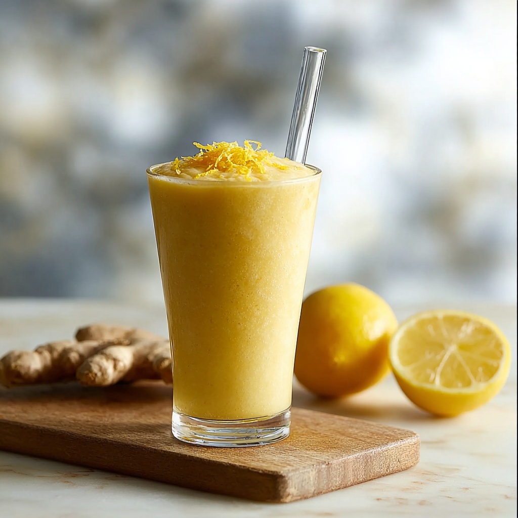 Fresh Lemon Ginger Detoxifying Smoothie Recipe - Recipe Image