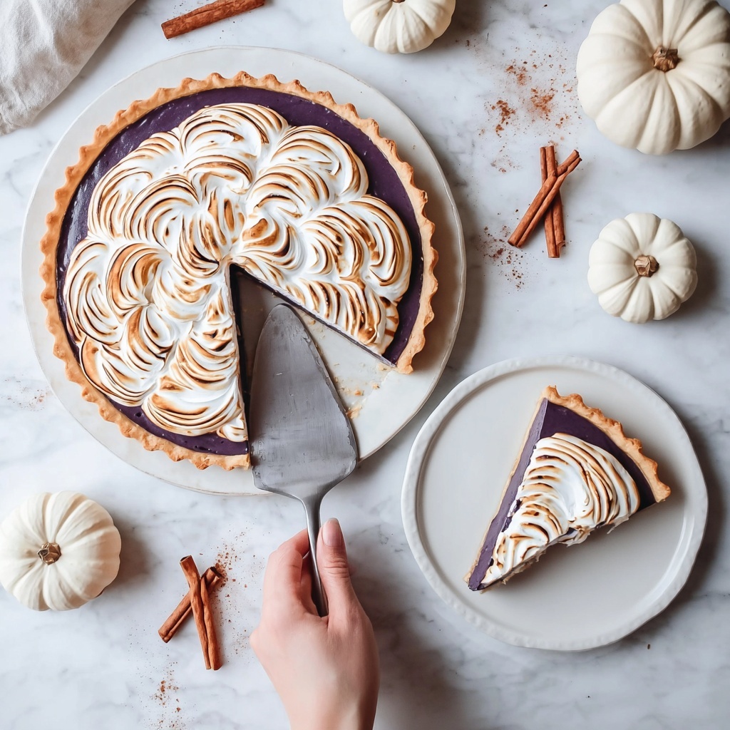 Purple Sweet Potato Pie with Swiss Meringue Topping Recipe - Recipe Image