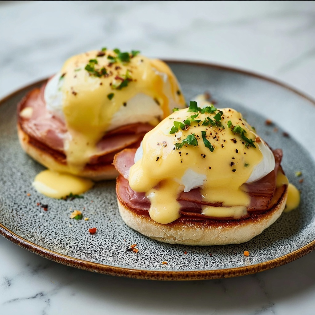 Classic Eggs Benedict with Hollandaise Sauce and Canadian Bacon Recipe - Recipe Image