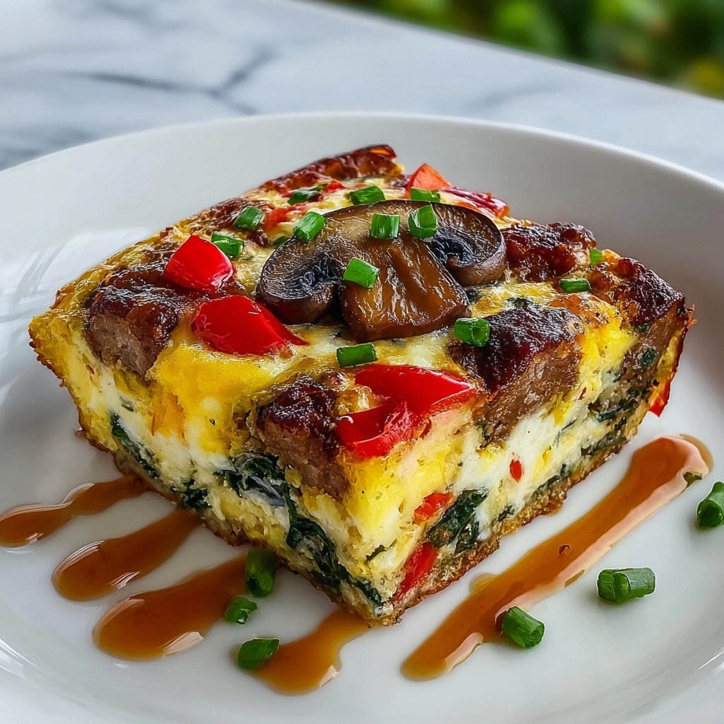 Hearty Sausage Spinach Mushroom Egg Bake Recipe - Recipe Image