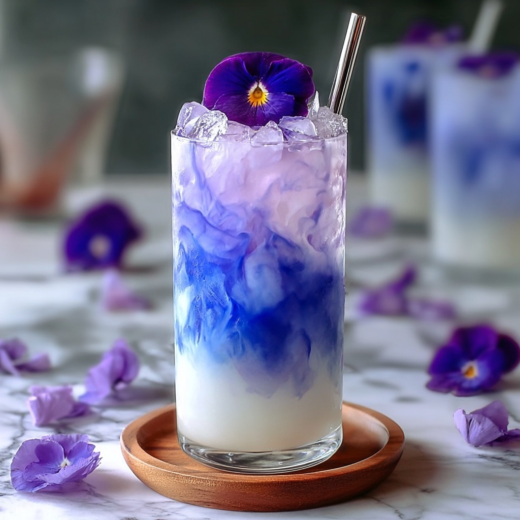Iced Butterfly Pea Flower Tea Latte Recipe - Recipe Image