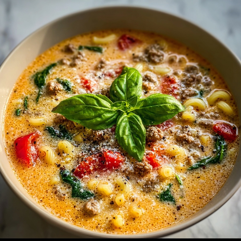 Delicious Parmesan Beef Sausage Ditalini Soup Recipe - Recipe Image