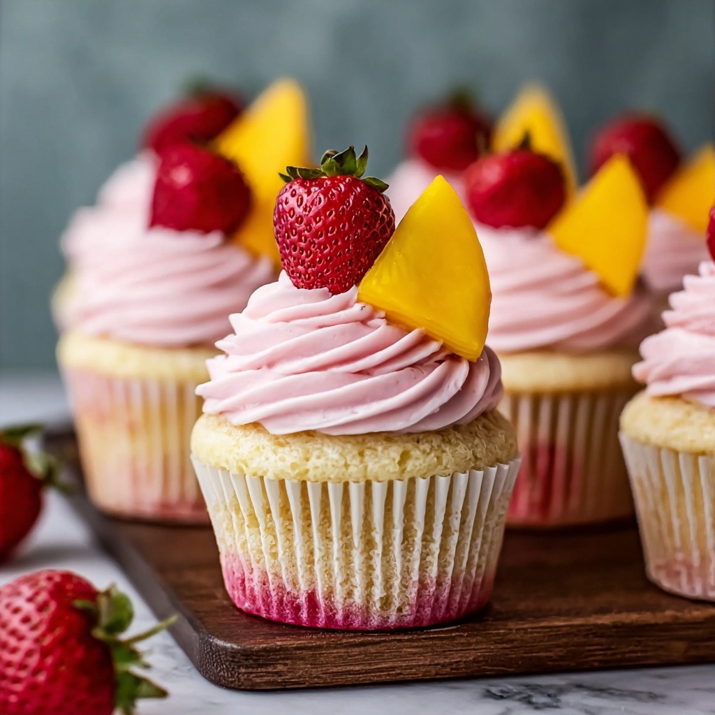 Mango Strawberry Sunset Cupcakes Recipe - Recipe Image