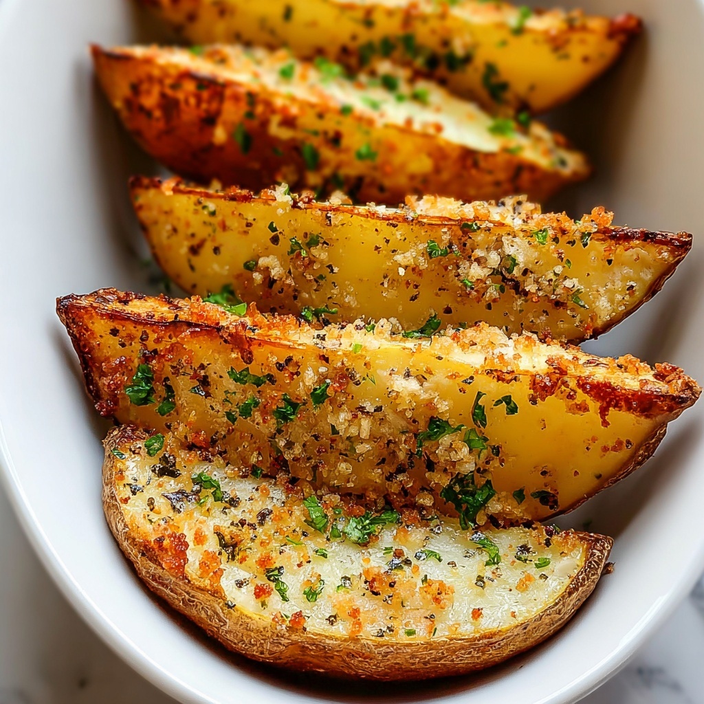 Baked Garlic Parmesan Potato Wedges Recipe - Recipe Image